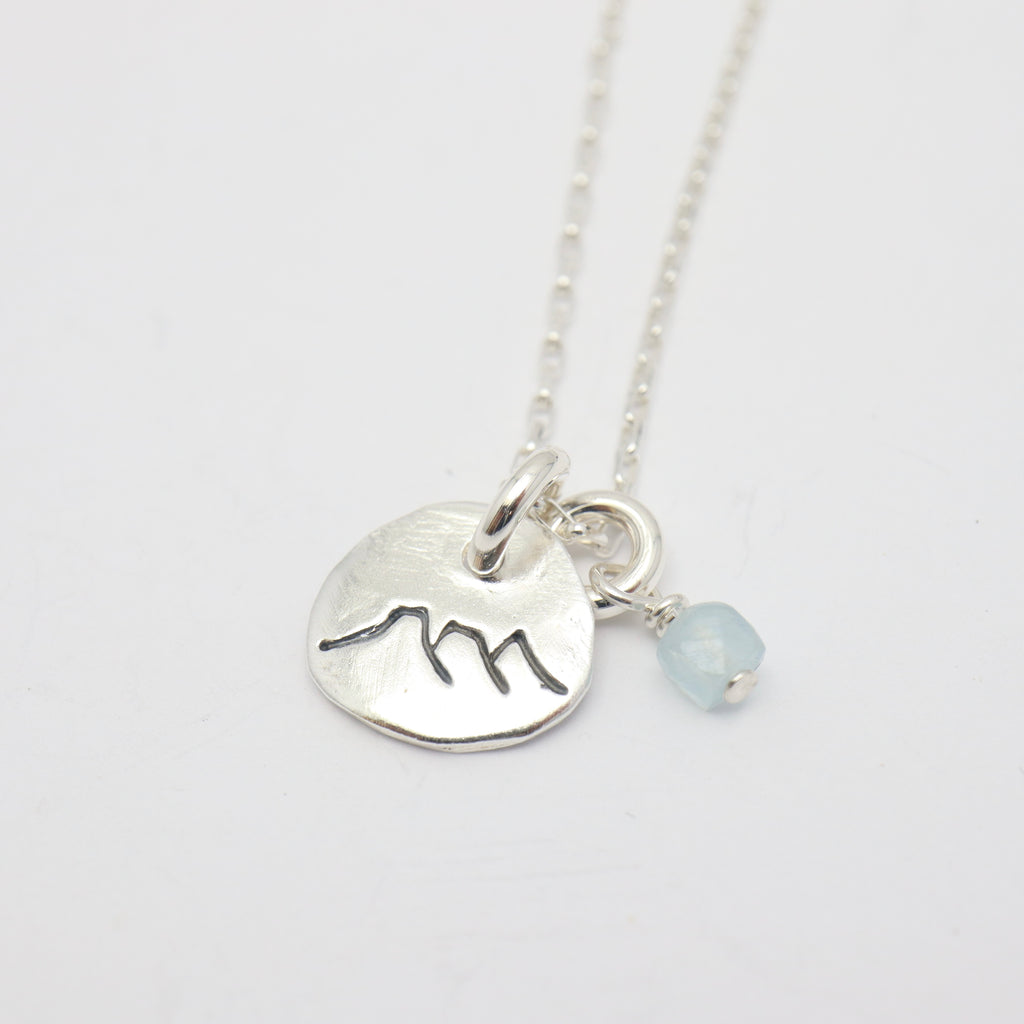 Petite Three Sisters Mountain Necklace with Birthstone