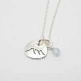 Petite Three Sisters Mountain Necklace with Birthstone