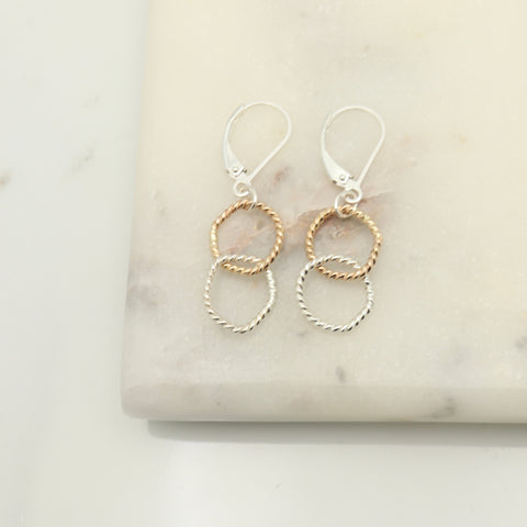 Entwined Collection:  Petite Entwined Gold & Silver Linked Hoops