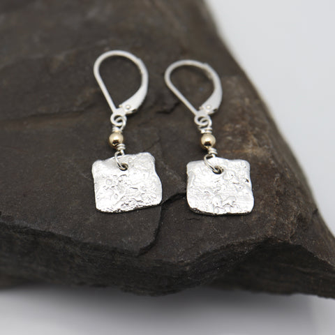 Alpine Collection:  Boulder Cube Silver Earrings