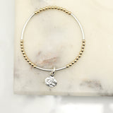 Alpine Collection: Silver Bar Gold Bead & Boulder Charm Bracelet