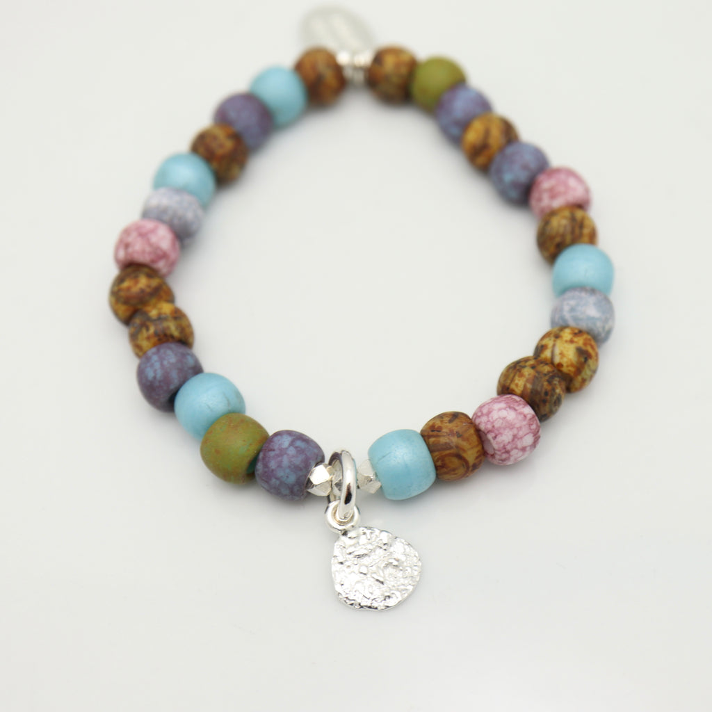 Alpine Collection:  Aged Ocean Stone & Boulder Silver Charm