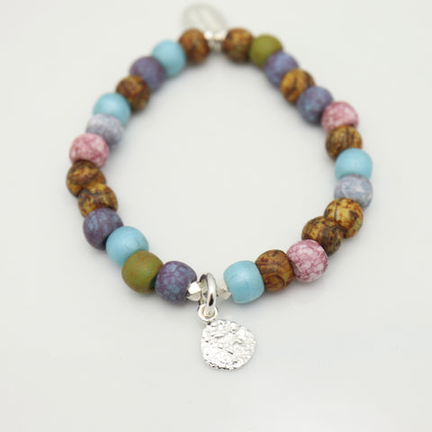 Alpine Collection:  Aged Ocean Stone & Boulder Silver Charm