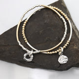 Alpine Collection: Gold Bar Silver Bead & Silver Link Charm Bracelet