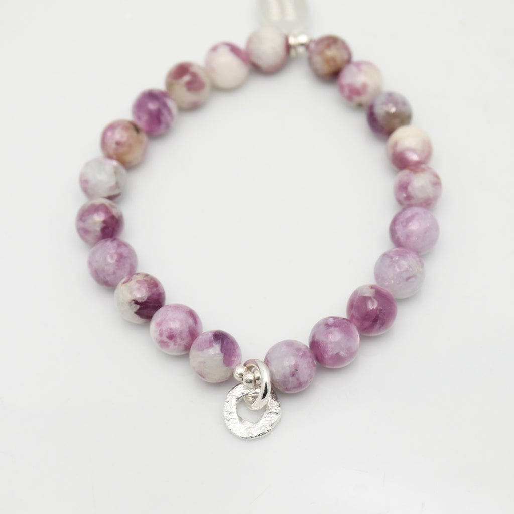 Alpine Collection:  Purple Mica Stone & Boulder Link Charm Stretch Bracelet
