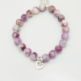 Alpine Collection:  Purple Mica Stone & Boulder Link Charm Stretch Bracelet