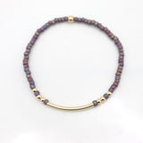 Alpine Purple Japanese Toho Bead & Gold Bar Bracelet