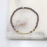 Alpine Purple Japanese Toho Bead & Gold Bar Bracelet