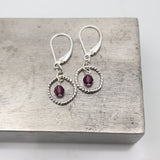 February - Amethyst Crystal Birthstone Sterling Silver Earrings
