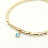 March - Aquamarine Birthstone GOLD Beaded Bracelet