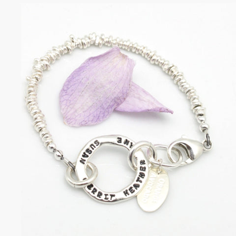 Circle Link Personalized Bracelet with Freeform Nuggets