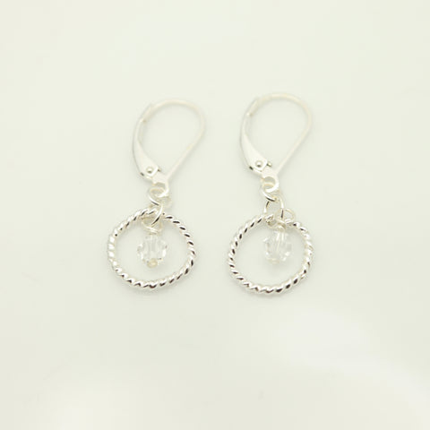 April - "Diamond" Crystal Birthstone Sterling Silver Earrings