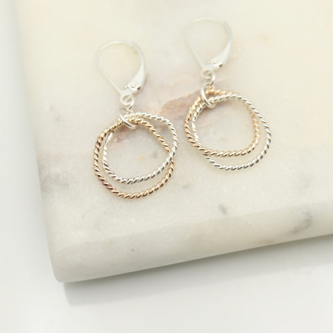 Entwined collection: Entwined Mixed Metal Freeform Hoop Earrings - Short