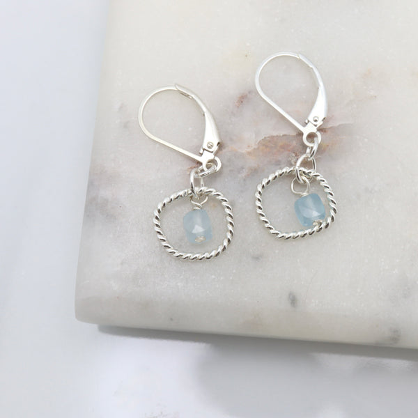 Entwined Collection: Silver Freeform Aquamarine Earrings