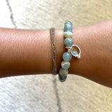 ERSA Blue Calcite & Silver Twist Charm Stretch Bracelet