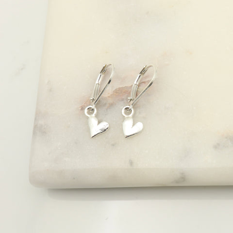 Petite Freeform Fine Silver Heart Earrings