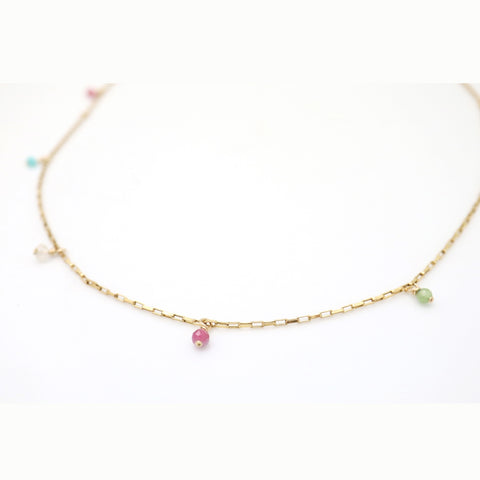 Cascade Gemstone Drop Necklace - Gold