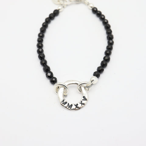 GRAD MMXXV (2025)  Collection: Silver Link & Onyx Stone Grad Bracelet