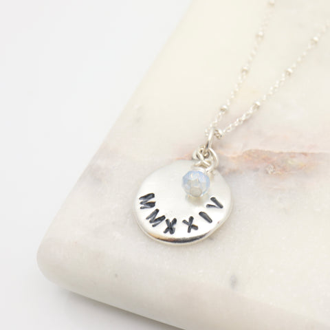 GRAD MMXXV (2025) Collection: Fine Silver Circle & Birthstone Crystal