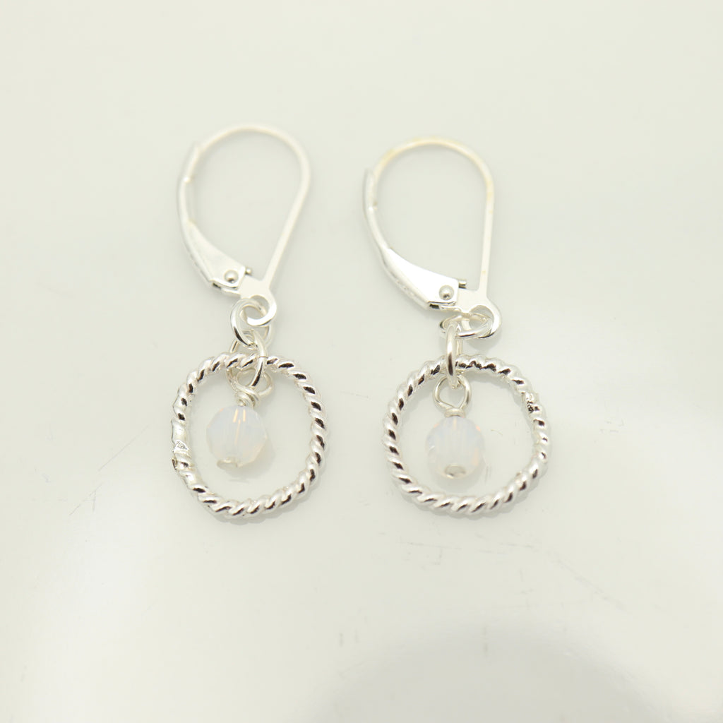 October Opal Birthstone Sterling Silver Earrings