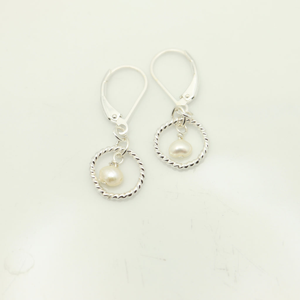 June - Pearl Birthstone Sterling Silver Earrings