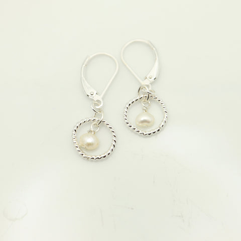 June - Pearl Birthstone Sterling Silver Earrings