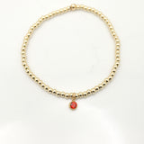 July - Ruby Birthstone GOLD Beaded Bracelet