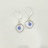 September - Sapphire Crystal Birthstone Sterling Silver Earrings