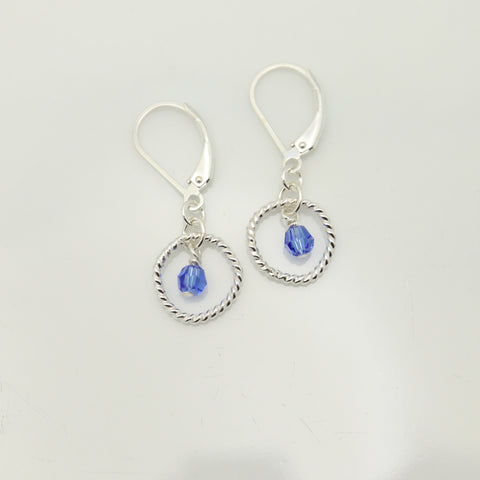 September - Sapphire Crystal Birthstone Sterling Silver Earrings