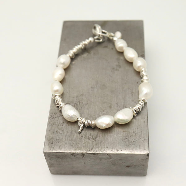 Fresh Water Pearl Drop Earrings - Silver