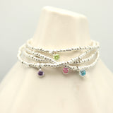July - Ruby Birthsthone SILVER Beaded Bracelet