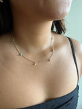 Cascade Gemstone Drop Necklace - Silver