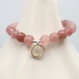 Entwined Collection:  Strawberry Quartz & Entwined Pendant Stretch Bracelet