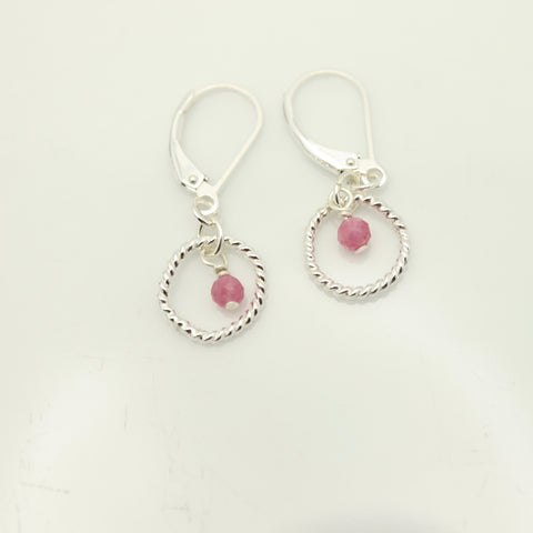 October - Pink Tourmaline Genuine Birthstone Sterling Silver Earrings