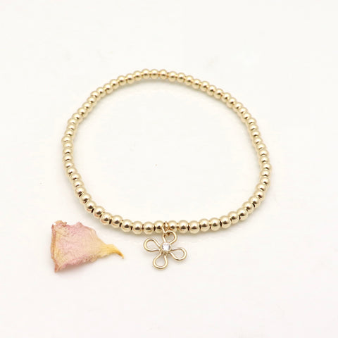Gold Filled Flower & Cubic Zirconia Beaded Bracelet