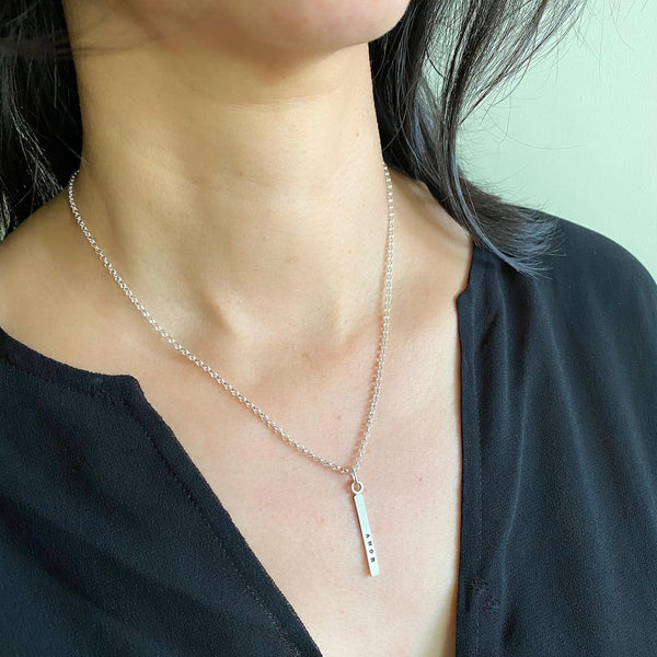 1 Short Bar - 3mm Sterling Silver Vertical Pendant Necklace