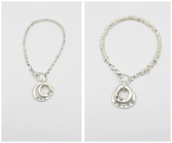 Fine Silver Personalized TWO Ring Bracelet