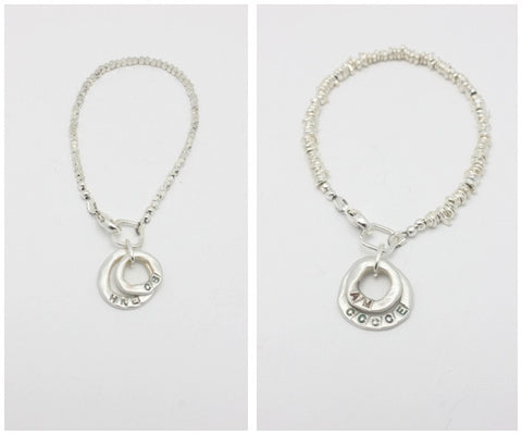 Fine Silver Personalized TWO Ring Bracelet