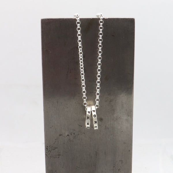 Two Petite SILVER Rings Necklace