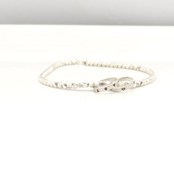 TWO Petite Silver Rings Bracelet