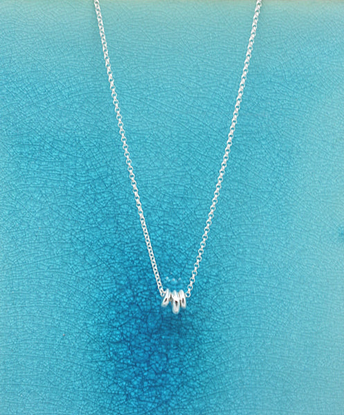 3 Fine Silver Pebble Necklace