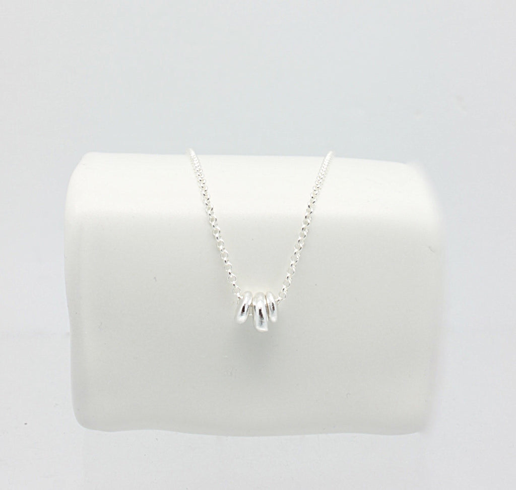 3 Fine Silver Pebble Necklace