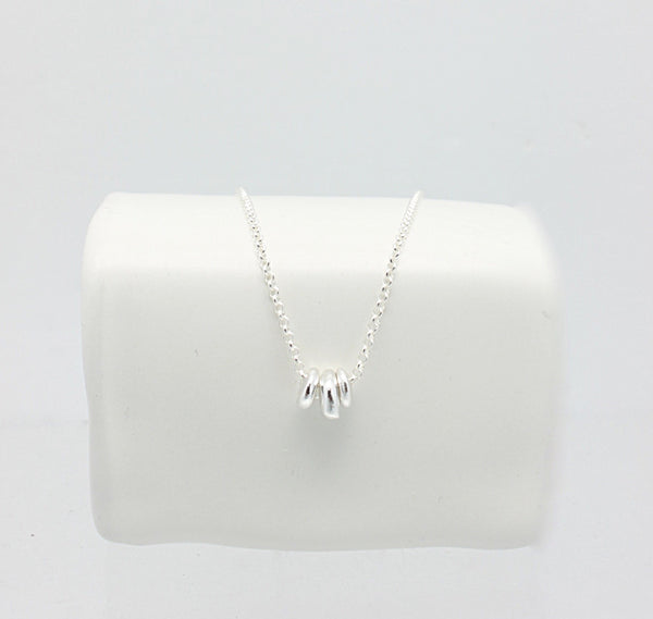 3 Fine Silver Pebble Necklace
