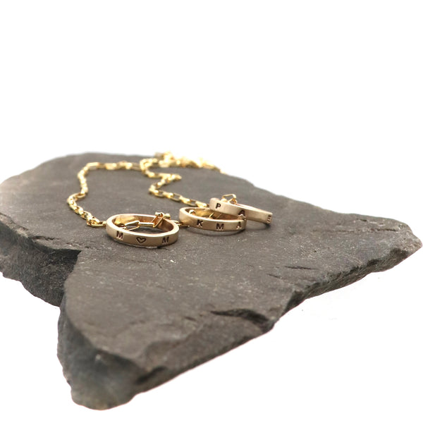 THREE Petite 14 KT SOLID GOLD Ring Necklace