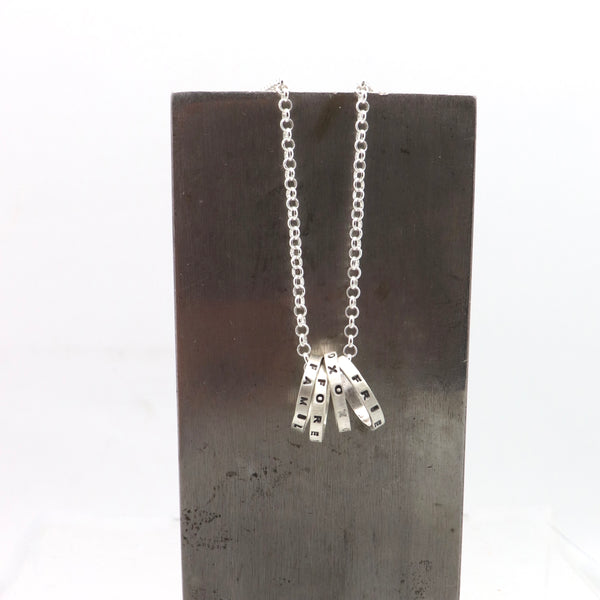 Four Petite SILVER Rings Necklace