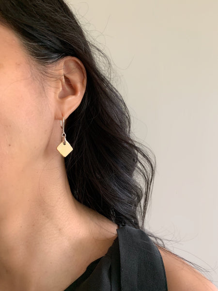 Contour Collection: Bronze Diamond Pendant Earrings