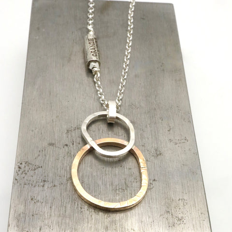 Ellipse Collection:  Bold Mixed Metal Ellipse Long Necklace