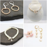 Ellipse Collection:  Bold Gold Ellipse Long Necklace & Keshi Pearl