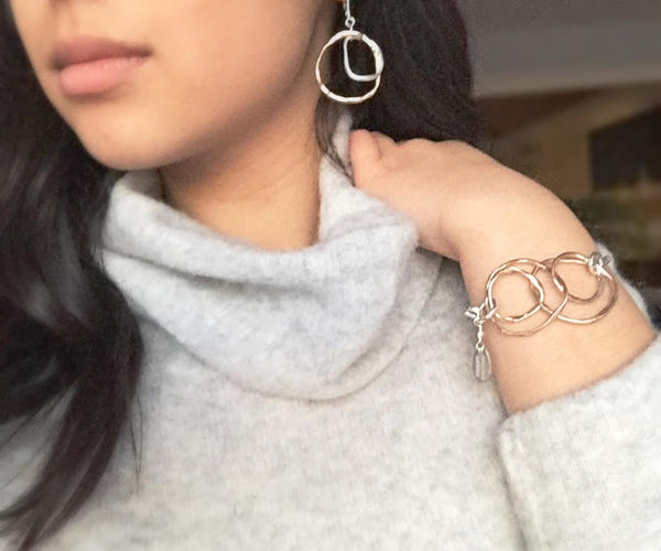 LINKS Collection - Bronze & Fine Silver Entwined Cloud Link Earrings