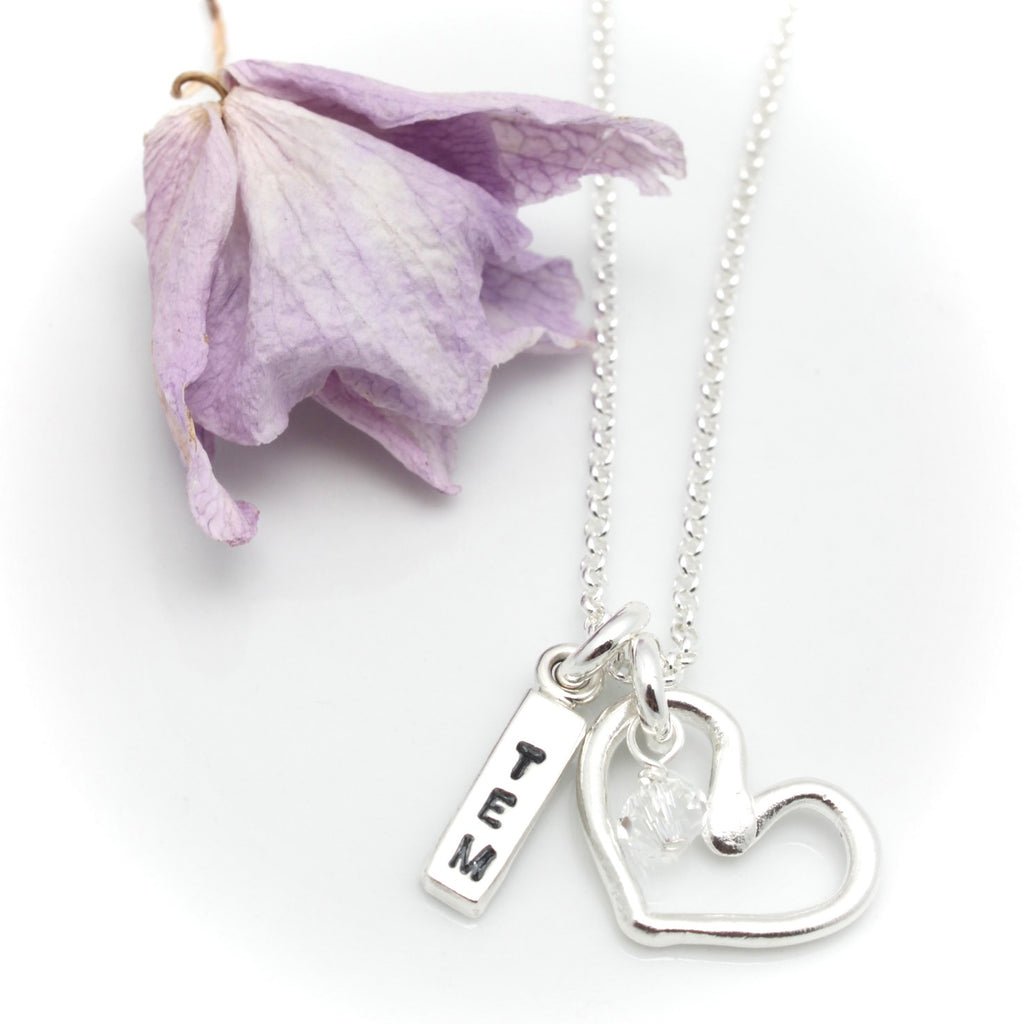 Fine Silver Heart & Bar Necklace